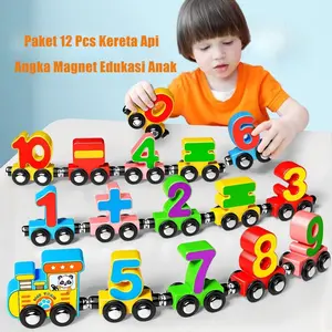 【Ready】 Mainan Edukasi Kereta Api Kayu 1-10 Magnet | Mainan Anak Belajar Angka & Warna | Bahan Aman Non-Toksik Cocok Untuk Balita & Batita PAUD