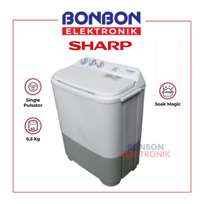 Gambar Sharp Mesin Cuci 2 Tabung 6.5KG ES-T68MW-BK / EST68 / 68MW BK dari Bonbon Elektronik_NEW Kota Administrasi Jakarta Utara Tokopedia