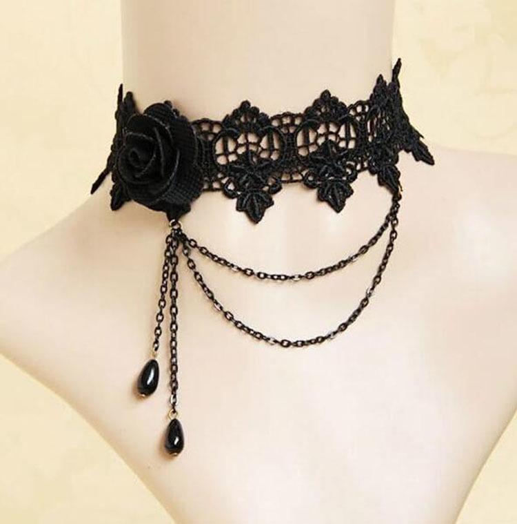 Product Introduction of Vòng Cổ Ren, Phong Cách Gothic Châu Âu Và Mỹ, Dây Chuyền Xương Đòn Vòng Cổ Nữ, Vòng Cổ Đơn Giản, Phụ Kiện Punk Màu Đen, Dây Đeo Cổ, Vòng Cổ 6