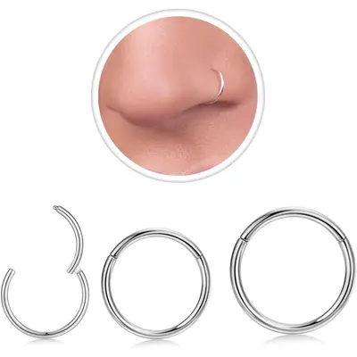 Surgical Steel Nose Ring Hoop Amazon Nose Piercing Silver Hoops