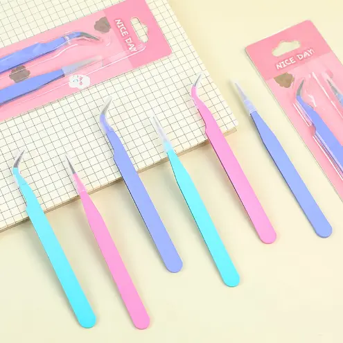 BISA COD 5841 Pinset Bengkok & Lurus / Macaron Tweezers Penjepit Stiker Multifungsi 2