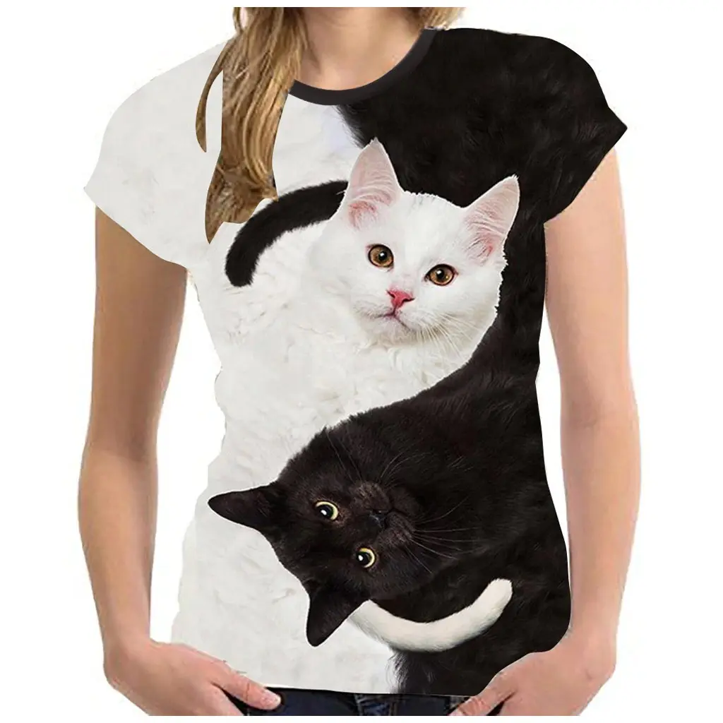 Womens  Fashion Print Casual T-Shirt Summer Short Sleeve T Shirts