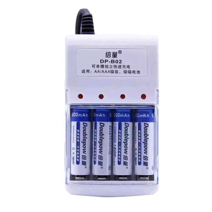 PROMO Bayar Ditempat Original 100% DOUBLEPOW Charger Baterai 4 slot AA/AAA Tanpa Batre- DB-B02 CHARGER BATERAI BISA COD/ CASAN BATRE A2 DAN A3 4 SLOT BATERAI 2