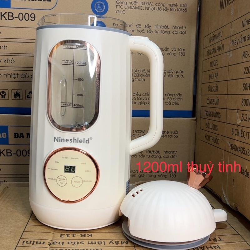 Máy làm sữa hạt 1,2 lít cối thuỷ tinh chống dính Nineshield Xay Sinh Tố
