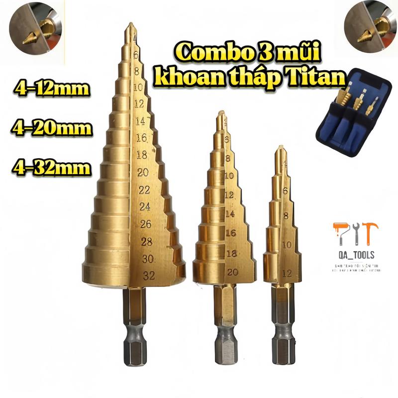  Combo 3 mũi khoan tháp phủ Titan siêu cứng Liwin Japan cao cấp đa năng chịu lực cao 