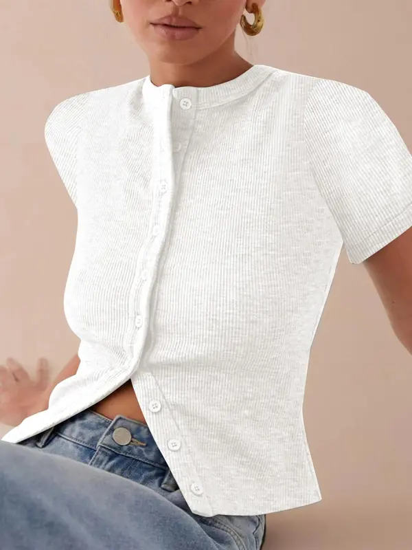 2025hotWomen's Short Sleeve Cardigan, Casual Button Front Knitwear for Daily Wear, Ladies Clothes for All Seasons 0