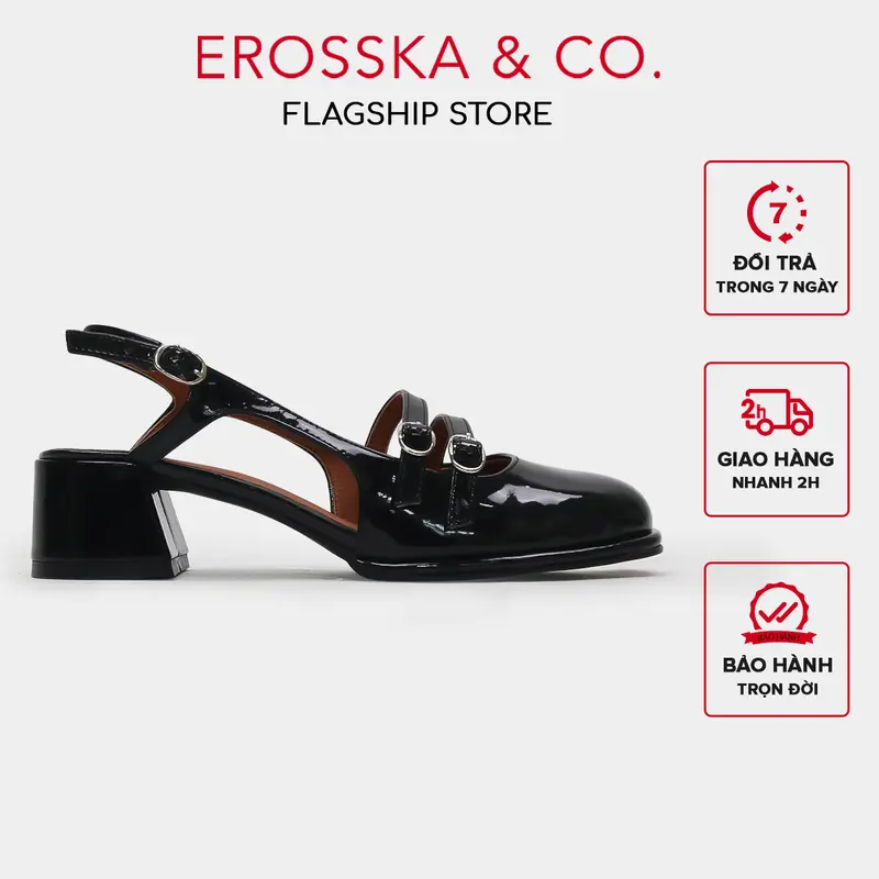 EROSSKA - Giày cao gót nữ Mary Jane quai ngang mũi vuông cao 5cm [Form Rộng lùi 1 size] - EL039 1