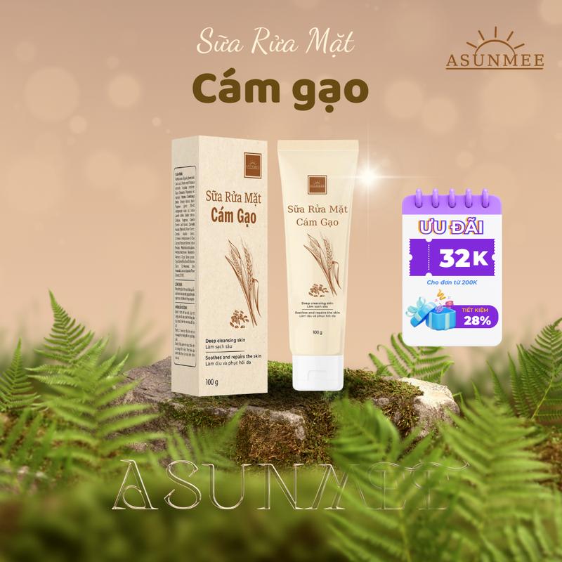 Sữa Rửa Mặt Cám Gạo - Hỗ Trợ Sáng Da Sạch Nhờn , Dành Cho Da Thường Đến Da Dầu [ 100ml ]  Skincare Dưỡng Da  - Thương Hiệu ASUNMEE Nữ