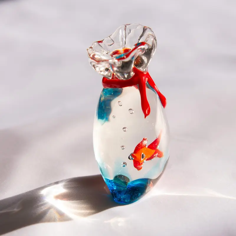 Glass Miniature Fish Ornament, Cute Fish Design Glass Ornament, Home Decoration Accessories, Living Room Decoration Figurine Gift 3