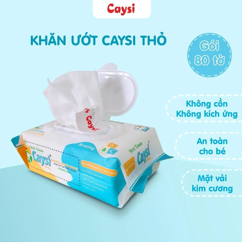 Khăn ướt caysi, khăn ướt đa năng cho bé loại 80 tờ Voi