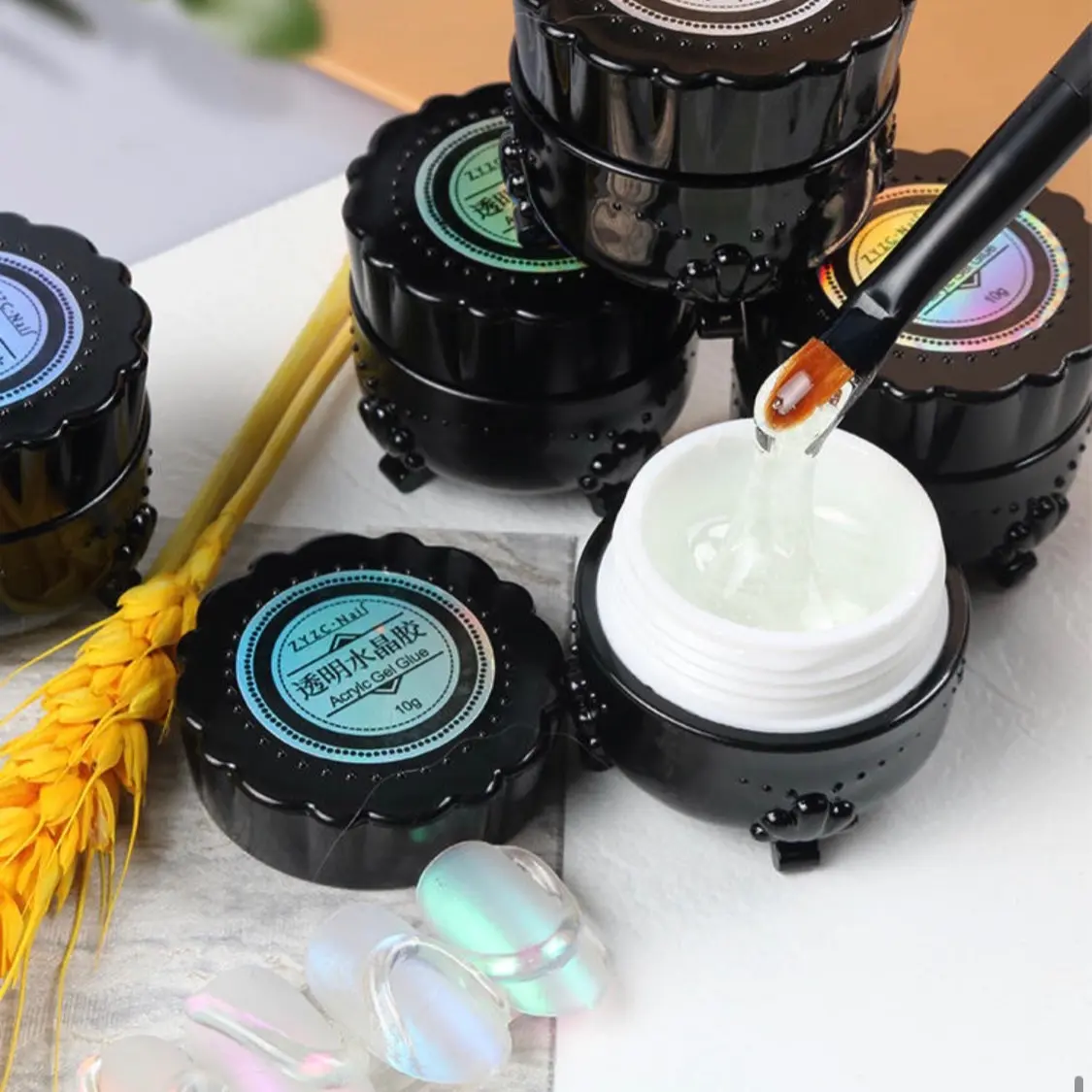 ZYZC ACRYLIC GLUE FOR NAIL EMBOSS DESIGN AND GLUE RHINESTONE ACCESSORIES