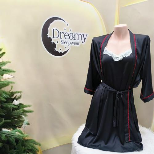 COMBO áo choàng ngủ lụa kèm váy hai dây xòe sang trọng Dreamy - CDS25 Nữ nhiều màu  Women Dress Kem Ren 6