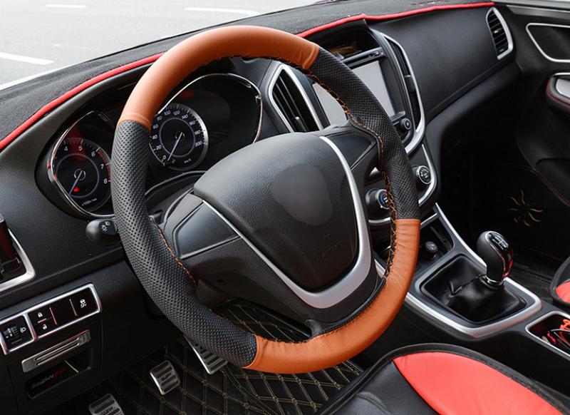 Product Introduction of Hand Shears Leather Steering Wheel Cover Leather Layer Handle Cover Non-Slip Breathable Car Supplies 13