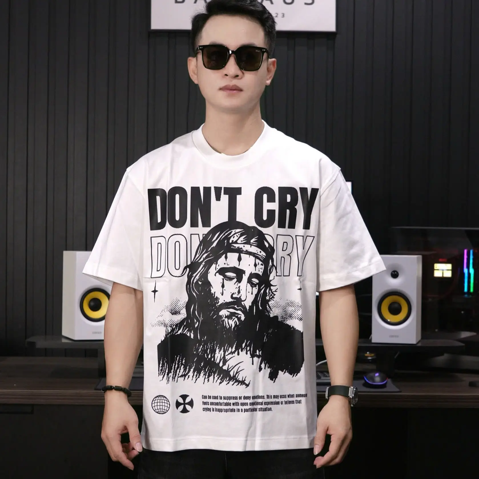 Áo thun Nam Nữ "DON'T CRY", Áo Phông unisex nam nữ form rộng, Cotton cao cấp thấm hút mồ hôi x dominic