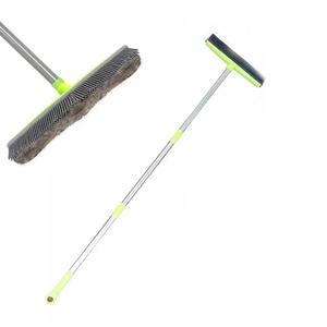 Durable Long Handle Rubber Broom Indoor Broom, Pet Hair Sweeping Brush, Household Cleaning Tool for Wood Floor Tile Window, Pet Products, Pet Hair Removal Broom