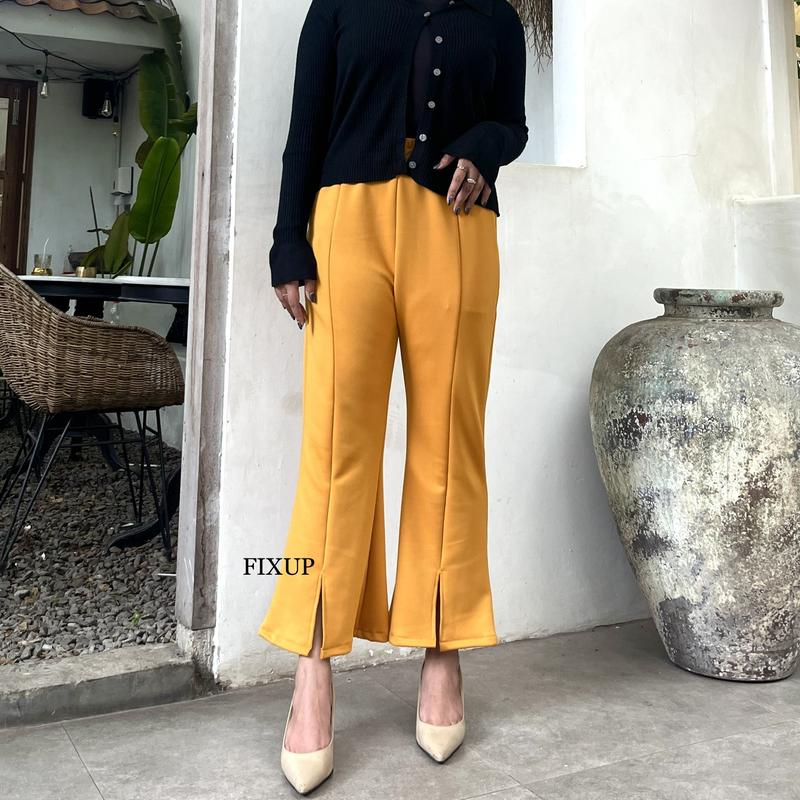 FIXUP | (M-XXXXL) MONA CUTBRAY HIGHWAIST KULOT ANTI LECEK Wanita Celana Panjang Hitam 6