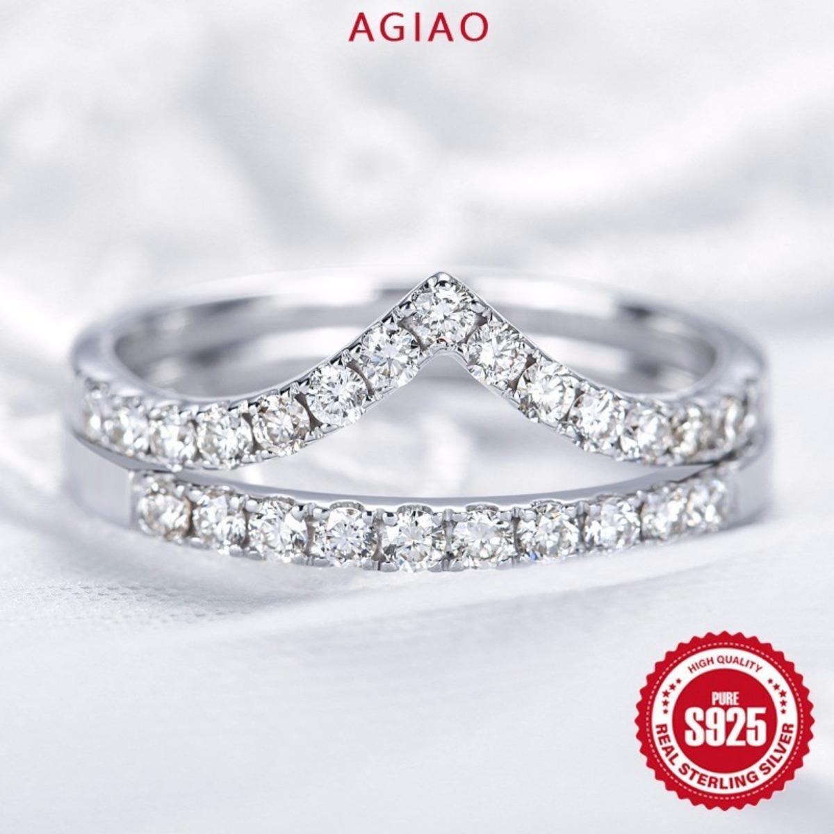AGIAO Cincin Berlian Berbentuk V Dapat Ditumpuk Dengan Ring Ekor Sederhana Untuk Wanita AGIAO Cincin Berlian Berbentuk V Dapat Ditumpuk Dengan Ring Ekor Sederhana Untuk Wanita