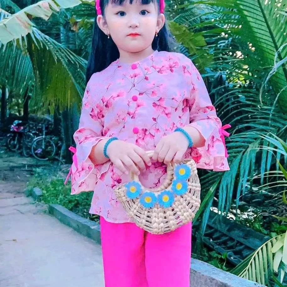 ao ba ba co tron tay loe cho be 2024 tu 12ky den 35ky gile len áo bà ba cho bé gái blackpink áo sơ mi có khăn quàng hở hai
