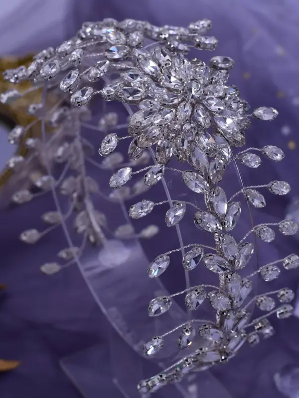 Rhinestone Decorated Flower Design Headband, Elegant Bridal Headwear for Wedding Bridal Party Formal Occasions, Fashion Hair Accessories for Women 4