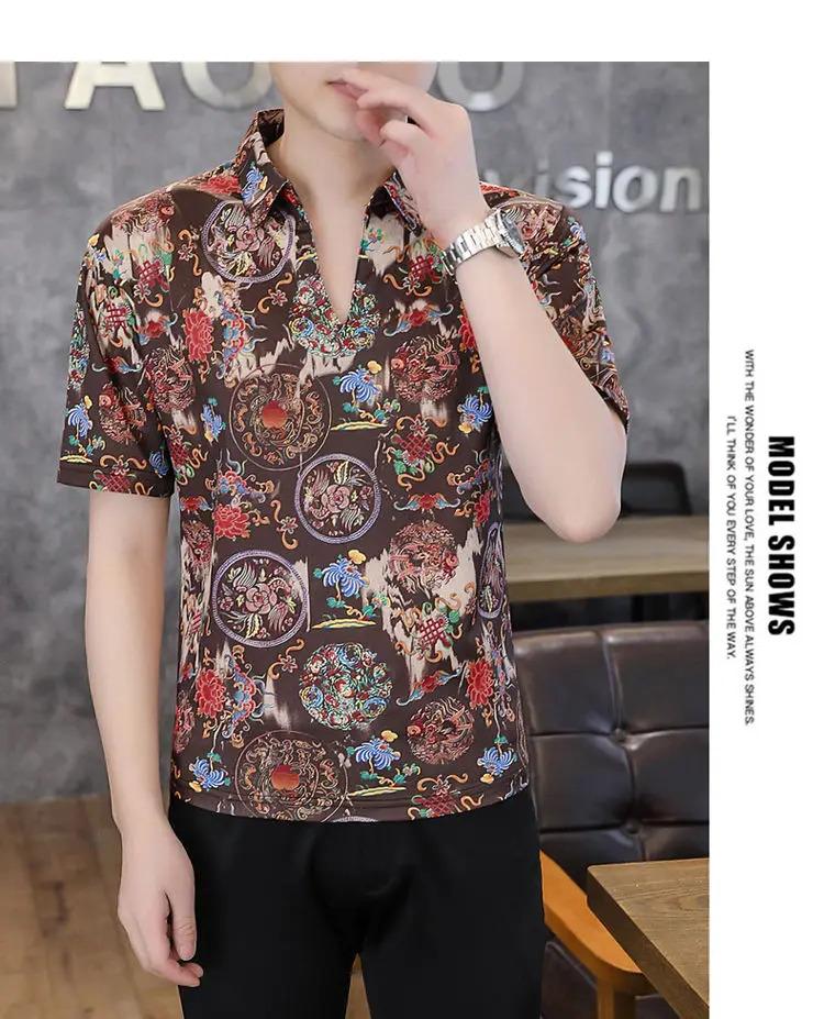 Product Introduction of summer loose casual harajuku Y2K perspective printed shirt male short sleeve fashion all-match streetwear pullover top men tee 10