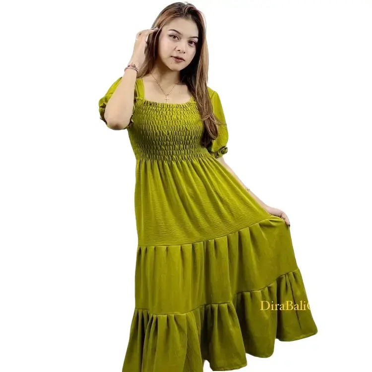 Dirabalicollection Dress Panjang Monika Bahan Airflow Bali terbaru Dress panjang wanita  dress wanita dres lebaran Casual Daster Baju Gaun