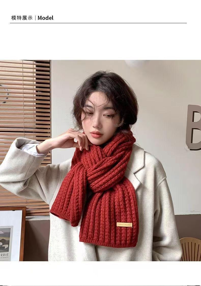 Product Introduction of Women's Wool Knitted Scarf Autumn and Winter Korean Style All-Matching Thickened Warm Shawl Atmosphere High Sense Student Scarf Fashion 6
