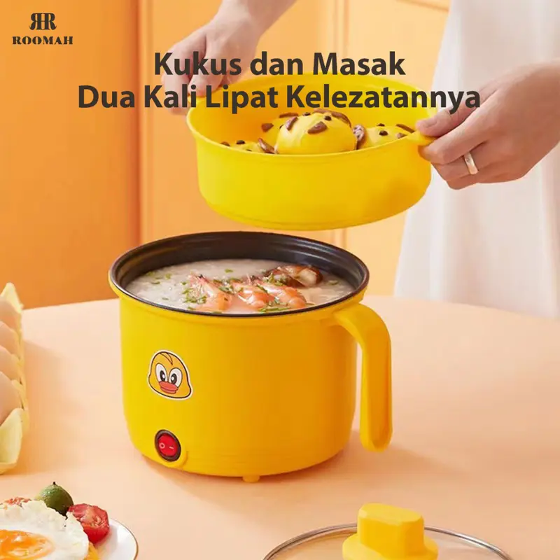 Panci Listrik Serbaguna Elektrik Cooker Multifungsi Panci Kukus Elektrik / Panci Listrik Multifunctional Electric Frying Pan Kuning 1
