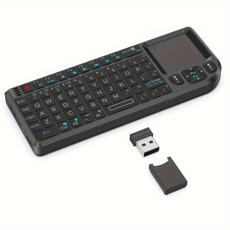 Mini Wireless Keyboard with Touchpad, USB Rechargeable Wireless Keyboard with Touchpad, Compact Remote Control for Smart TV, MAC, Laptop, Windows, Projector 0