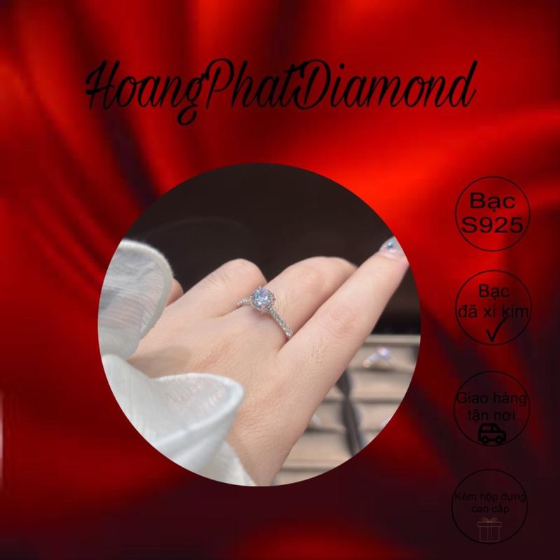 Trang Sức Nhẫn Bạc Tiểu Thư Một Hột X.o.à.n Nam Mỹ 4 Chấu Đai Tấm Xi Kim (N021)