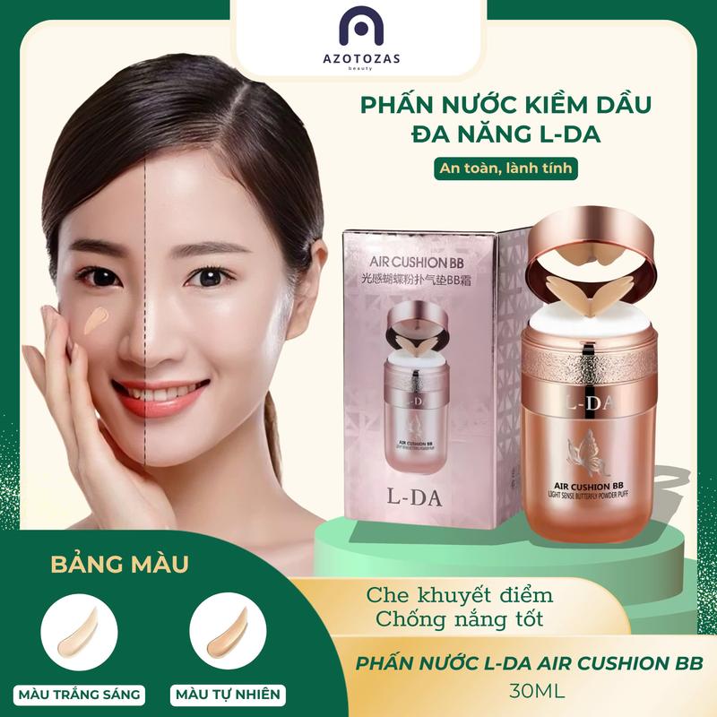 Phấn nước Cushion  L-DA Che Khuyết điểm , dưỡng ẩm, chống nước Trang Điểm Mỹ Phẩm