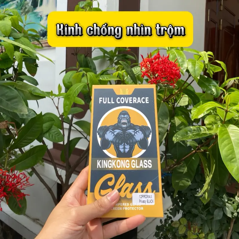Combo 3 Kính cường lực KingKong Glass chống nhìn trộm hộp vàng , có khung tự dán, Tri ân 2 kính trong suốt+ 1 mèo thần tài + 1 que sim- DC Phụ Kiện 1
