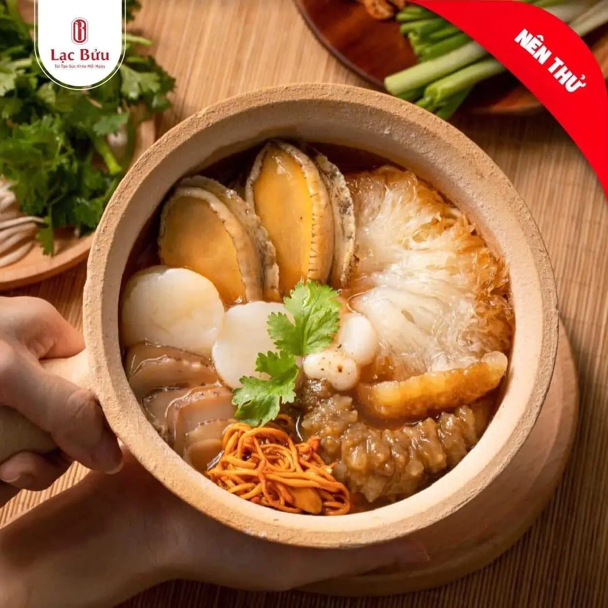 Canh Bào Ngư,Hải Sâm khô ( Kèm Thố & Nước Sốt )