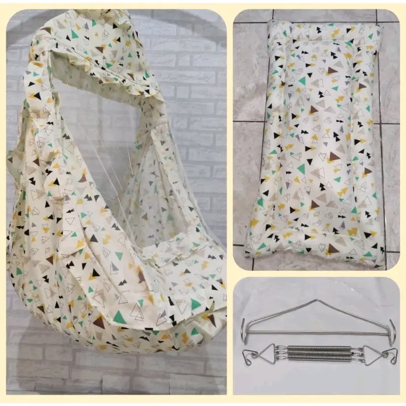 ayunan kelambu ayunan motif 5in1  set lengkap per  hanger segitiga besi 1