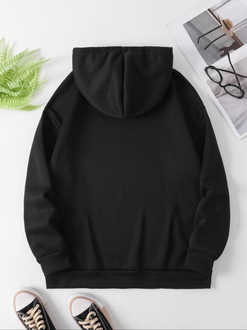 Product Introduction of Women's Cartoon Bear Print Drop Shoulder Hoodie, Fashion Casual Drawstring Pocket Hooded Sweatshirt for Daily Holiday Outdoor Wear, Women Clothing for Fall & Winter 6