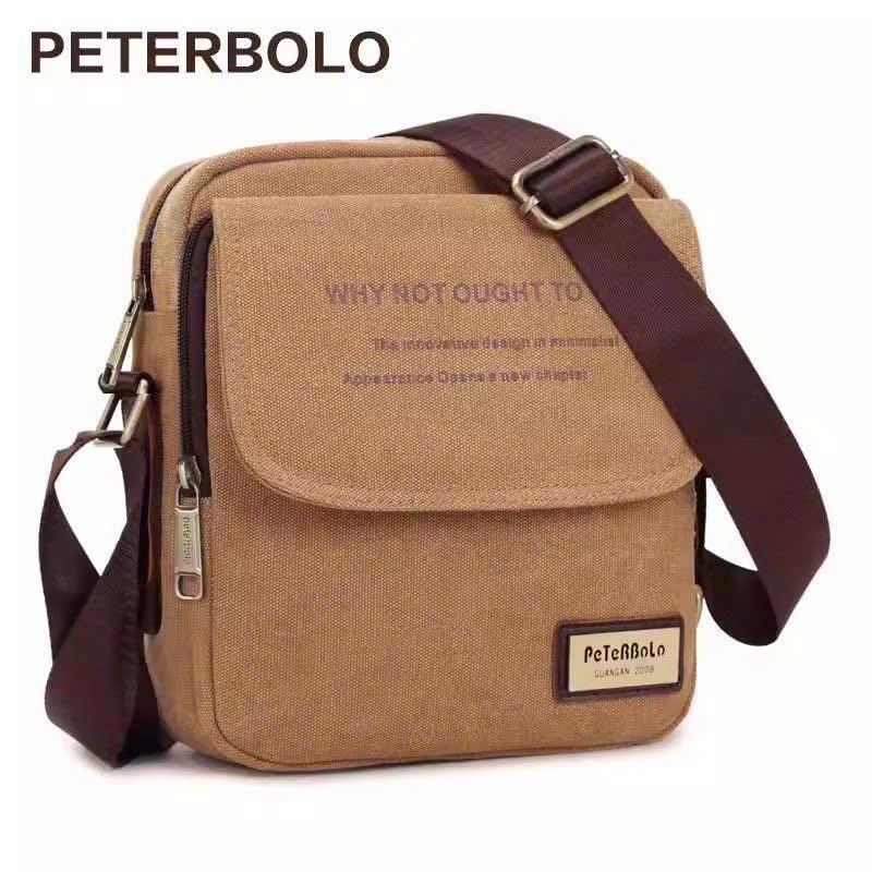 PETERBOLO Túi đeo chéo nam chất liệu vải bố dày dặn - phong cách mạnh mẽ nam tính Đeo Vai Nhung Bag màu đen vàng bò dễ phối đồ