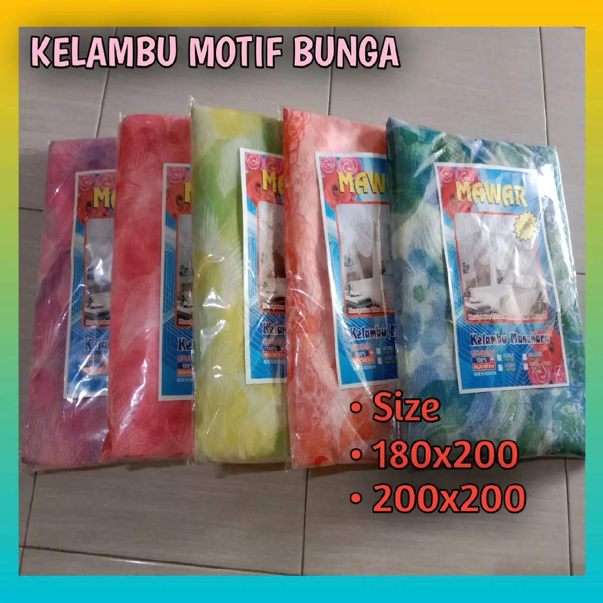 Promo Murah Kelambu Anti Nyamuk Kotak Motif Kembang Ukuran 180x200 200x200 Terbaru Termurah