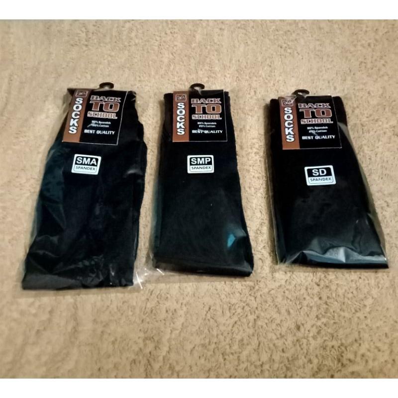 TERMURAH KAOS KAKI SEKOLAH SD SMP SMA HITAM POLOS SUDAH PACKING KEMASAN TOSERBA hitam Panjang 1