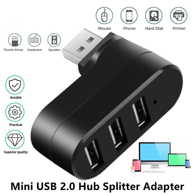3 Port USB3.0 HUB Splitter Mini USB Adapter 3 Usb HUB Rotatable ...