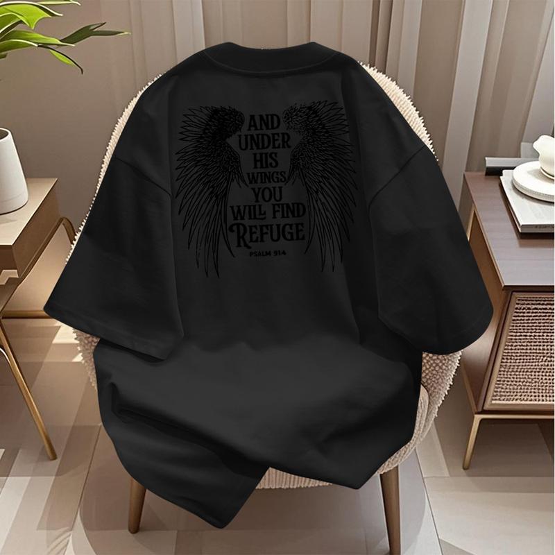 Áo Thun Ngắn Tay, Chất Liệu Cotton Mùa Hè, Thiết Kế In Hình, Phong Cách Thường Ngày Cổ Tròn, Dáng Rộng Vừa Vặn, Áo Nữ, Thoải Mái 7