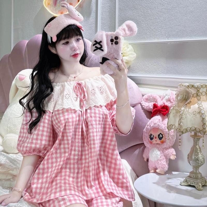 Bộ Kẻ Hồng Cổ Chun Cute Thô Mềm Qccc 1