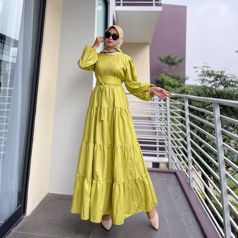 DRESS NABILLA BY HAURA DRESS KATUN Wanita Toyobo Karet Casual Busui Balon 8
