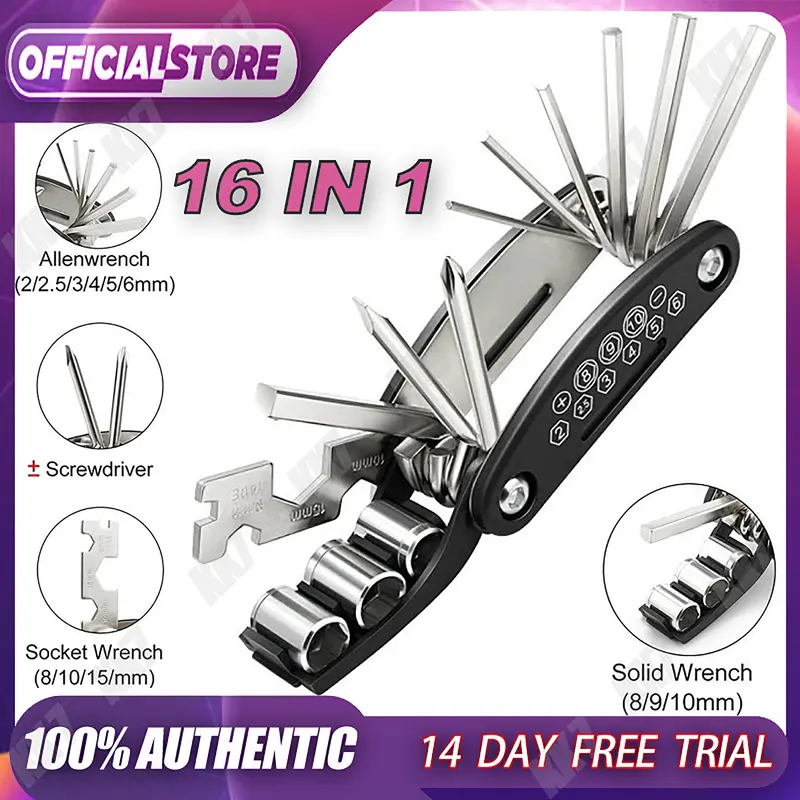 16 in 1 Kunci pas Lipat mini Set Kunci Sepeda motor 16 Tools 16in1 Kunci 8 9 10 ring pas L Obeng 0