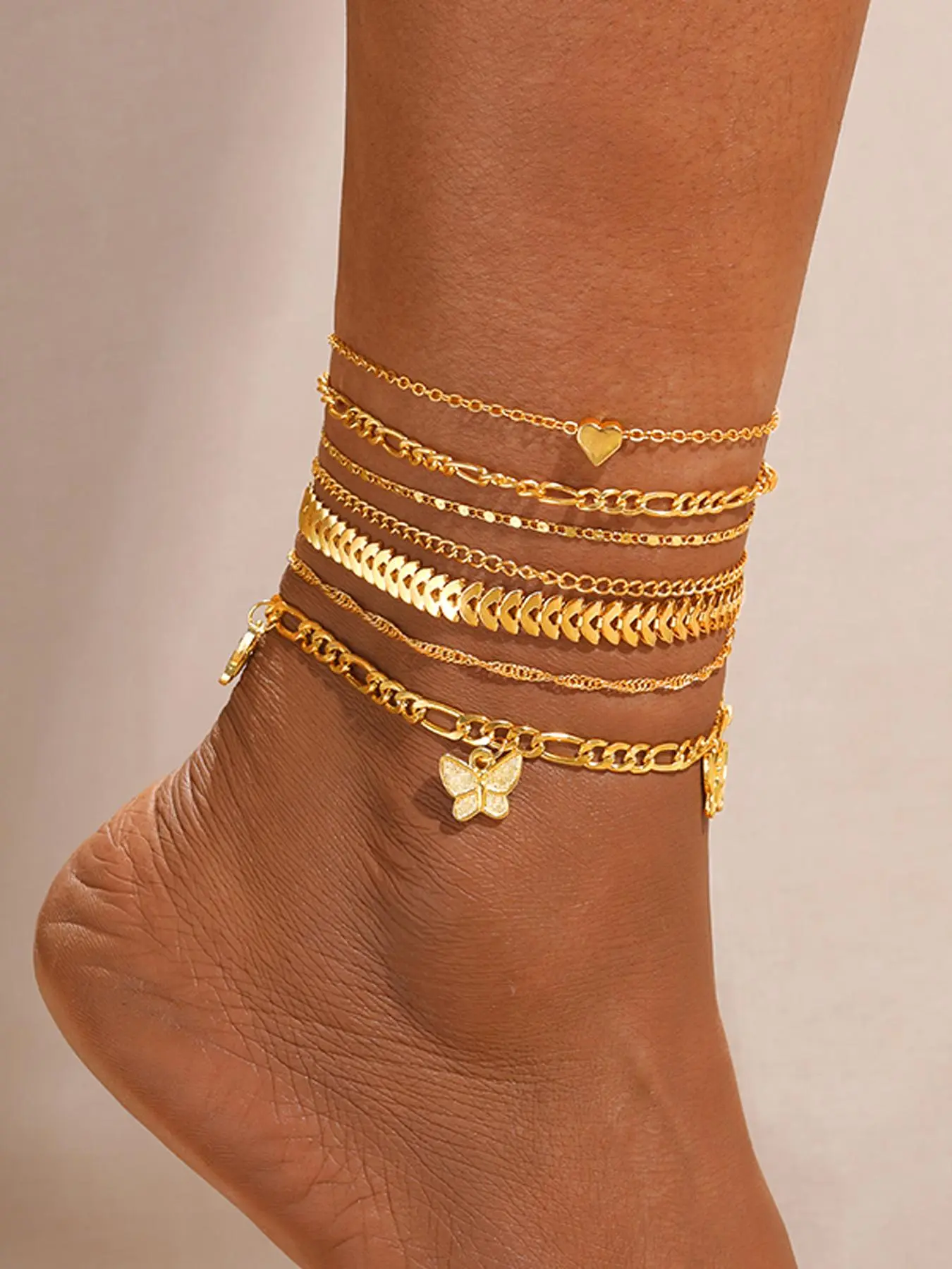 Gold S For Women 14K Gold Plated Cuban Link Anklet Adjustable