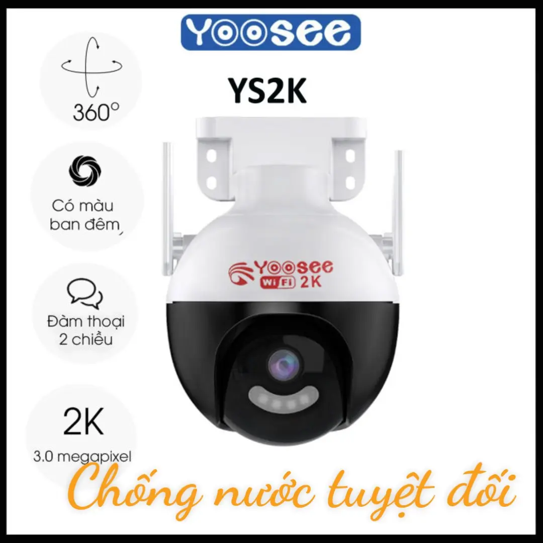 CAMERA YOOSEE 2K BẢN SIÊU NÉT ĐỘ PHÂN GIẢI 2K 2304 x 1296 15 LED ( LOẠI NÉT NHẤT MỚI RA THÁNG 5 - 2023 ) CHỐNG NƯỚC TUYỆT ĐỐI - ĐÀM THOẠI 2 CHIỀU - BẢO HÀNH 12 THÁNG