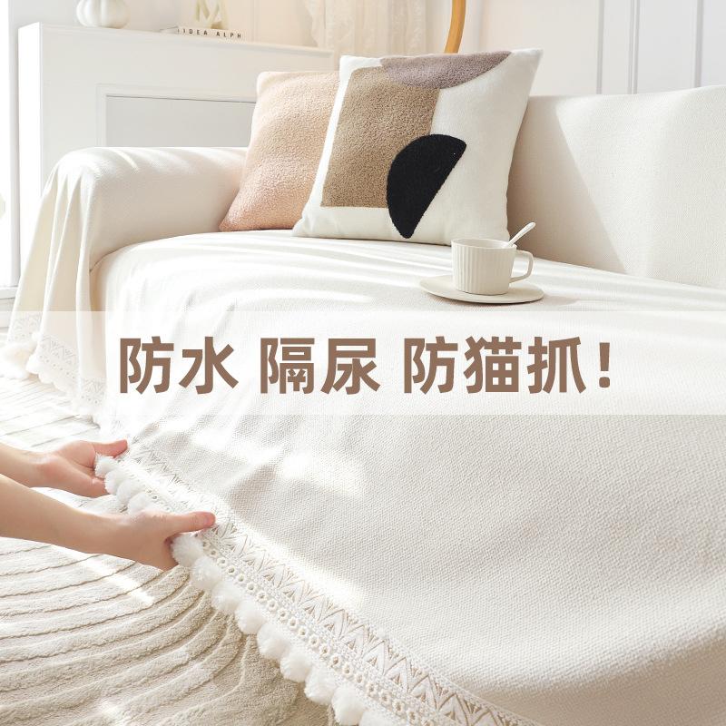 New Cream Style Teddy Velvet Universal Sofa Cover for All Seasons, Full Coverage, Non-Slip Integrated Leather Sofa Cover 3