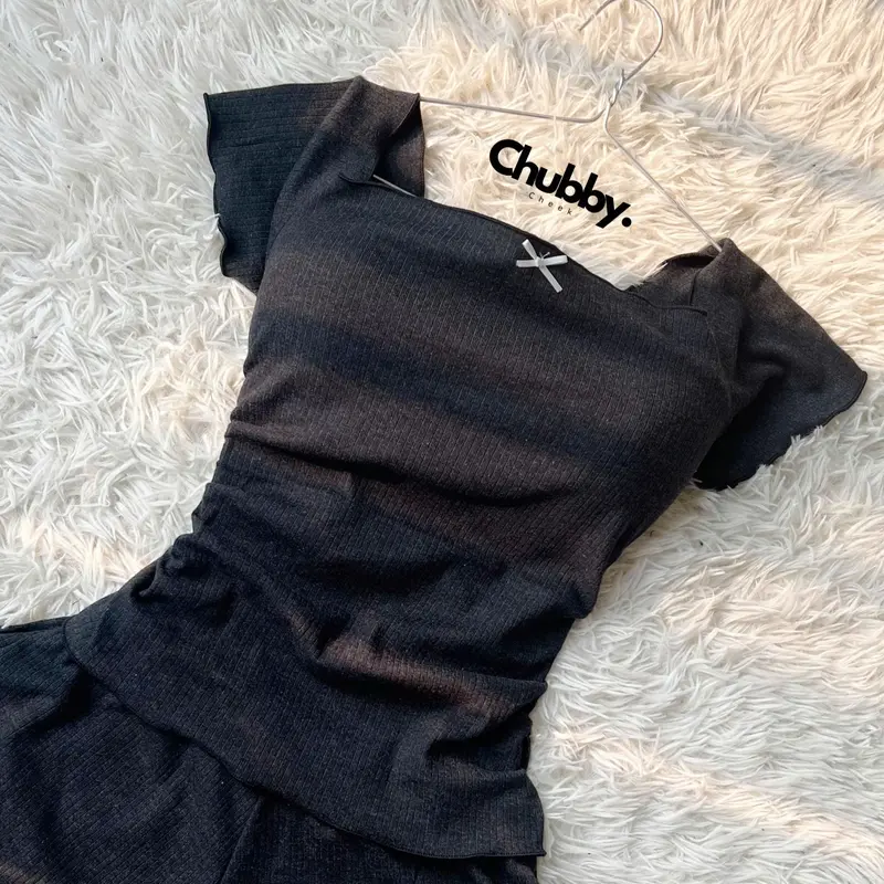 (Có Bigsize) A01 Áo thun ngắn tay, áo trễ vai viền bèo chất co giãn, mát, thoải mái dành cho nữ từ 50-80kg Chubby Cheek 4