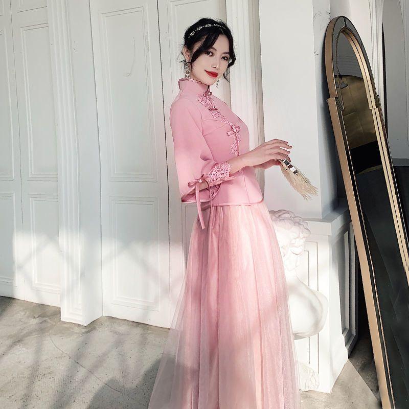 Product Introduction of Váy Phù Dâu, Phong Cách Trung Quốc, Dài, Thời Trang Mới Mùa Thu Và Mùa Đông 2024, Phong Cách Cộng Hòa Trung Quốc, Nhóm Chị Em, Bộ Đồ Tang Xiuhe, Váy Dạ Hội Màu Hồng, Dành Cho Nữ Women Dress 7