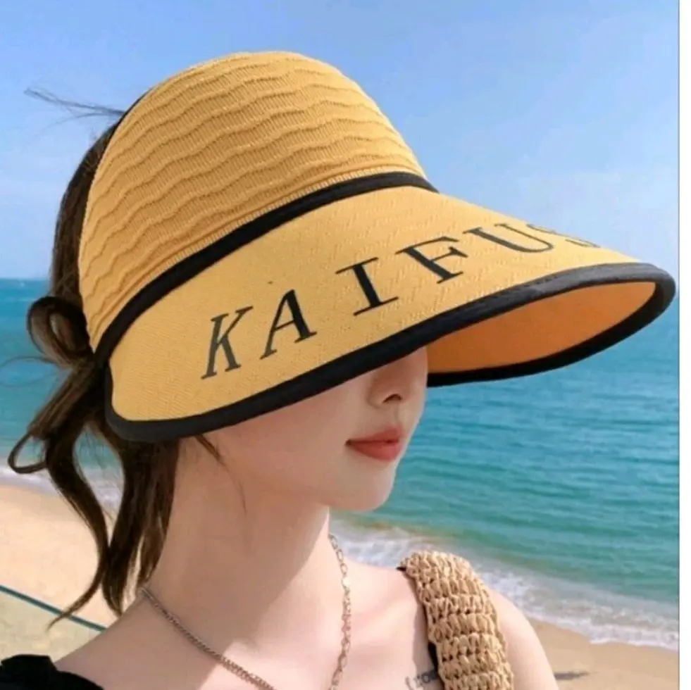 Mũ vành chống nắng,hở đầu phong cách thời trang ,họa tiết in chữ thời trag đi biển