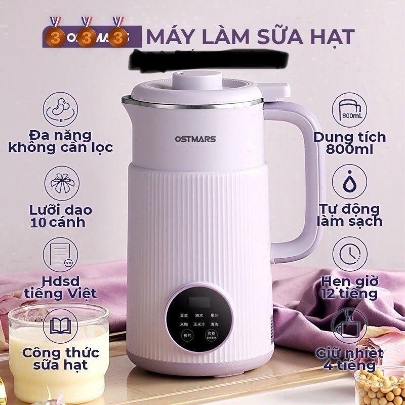 Tiếng Việt Máy làm sữa hạt mini 0,8 lít chế độ hẹn giờ đa chức năng công suất 600W dùng nấu cháo BẢN TIẾNG VIỆT Xay Sinh Tố Inox