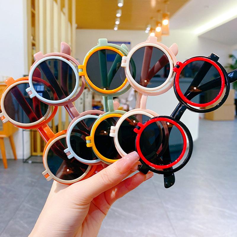 Product Introduction of Lovely Children's Flip Sunglasses Durable Cartoon Children Sun Glasses Fashion Round Boys Girls UV-Protection Shades Eyewear For Daily Use 2